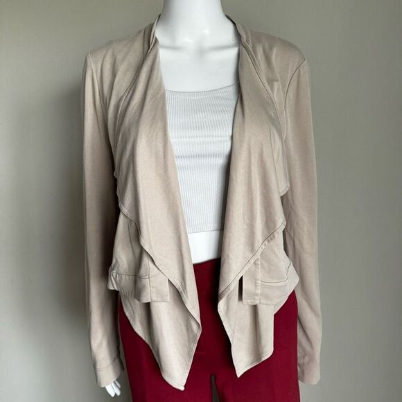 BCBGMAXAZRIA Donnie Draped Waterfall Crop Cardigan Beige - Picture 6 of 9